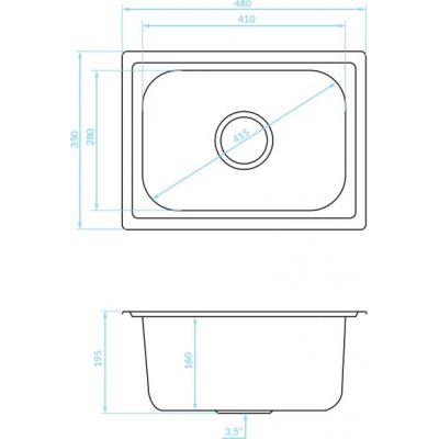 Zlewozmywak stalowy 48x35 cm SKM010T Kuchinox Mini