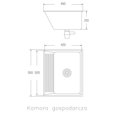 Komora gospodarcza 52x42 cm stalowa SKN090T Kuchinox Chios