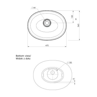 Umywalka 47x36 cm owalna nablatowa biała 20002000 Ksuro 02
