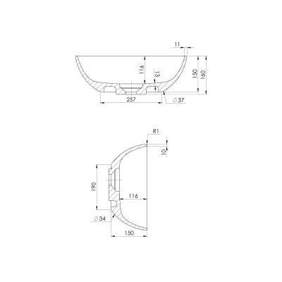 Umywalka 47x36 cm owalna nablatowa biała 20002000 Ksuro 02