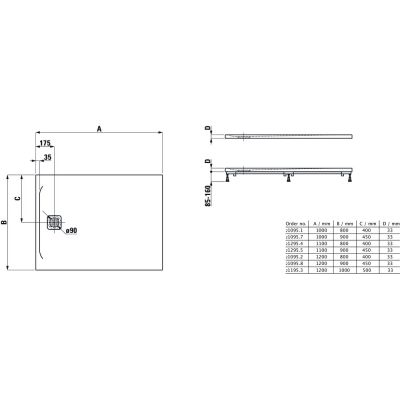 Brodzik prostokątny 120x90 cm szary H2109580770001 Laufen Pro