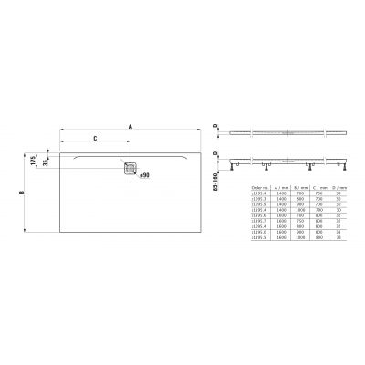 Brodzik prostokątny 160x90 cm beton H2119500790001 Laufen Pro