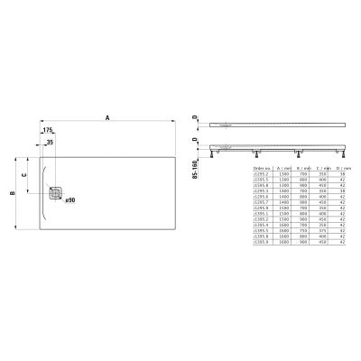 Brodzik prostokątny 140x70 cm beton H2129530790001 Laufen Pro