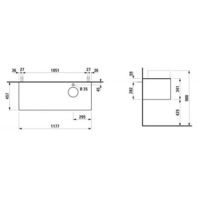 Szafka z blatem podumywalkowa wisząca 117.7x45.7 cm H4054270341411 Laufen Sonar