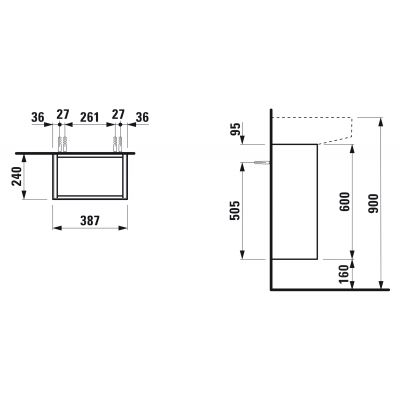 Szafka podumywalkowa wisząca 38.7x24 cm H4054820340401 Laufen Sonar