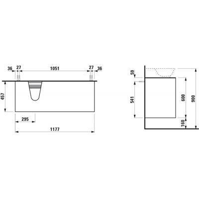 Szafka wisząca podumywalkowa 117.7x45.7 cm H4060870856311 Laufen The New Classic