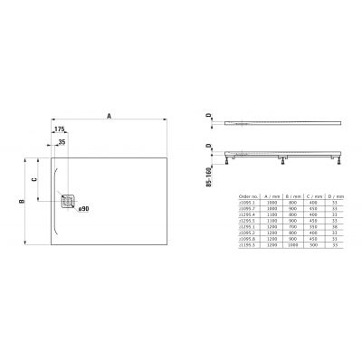 Brodzik prostokątny 120x100 cm czarny H2119530800001 Laufen Pro