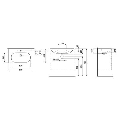 Umywalka 80x46 cm prostokątna meblowa biała H8100870001041 Laufen Lua