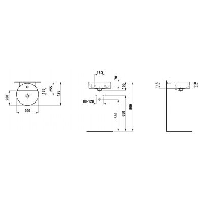 Umywalka 42.5x40 cm okrągła ścienna-meblowa biała H8112810001041 Laufen Val