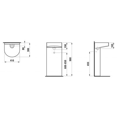 Umywalka podłogowa 41x38 cm półokrągła wolnostojąca biała H8113417571121 Laufen Sonar