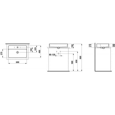 Umywalka 60x40 cm prostokątna nablatowa biała H8122850001041 Laufen Val