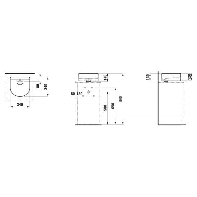 Umywalka 34x34 cm półokrągła nablatowa biała H8123407571121 Laufen Sonar
