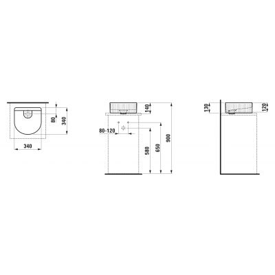 Umywalka 34x34 cm półokrągła nablatowa biała H8123410001121 Laufen Sonar