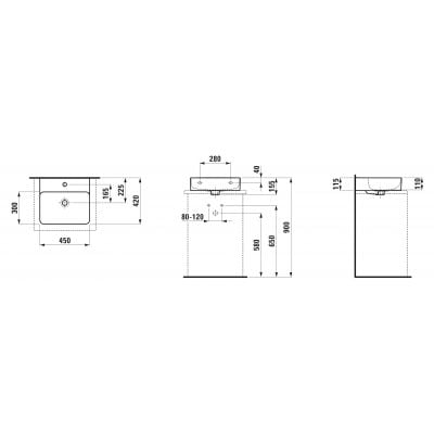 Umywalka 45x42 cm prostokątna ścienna-nablatowa biała H8162804001041 Laufen Val