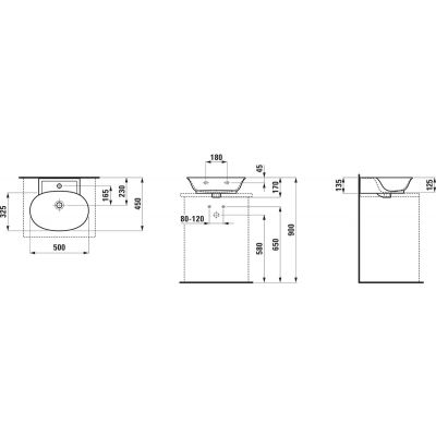 Umywalka 50x45 cm półokrągła ścienna-meblowa biała H8168527571091 Laufen The New Classic