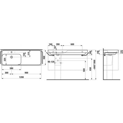 Umywalka 120x46 cm prostokątna meblowa biała H8171104001041 Laufen Meda