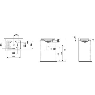 Umywalka 55x36 cm prostokątna wpuszczana biała H8172810001051 Laufen Val