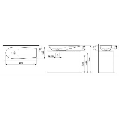Umywalka 100x38 cm owalna nablatowa brąz/beż H8189741881121 Laufen Il Bagno Alessi