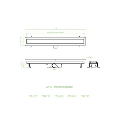 Odpływ liniowy z rusztem 70 cm COB271D Laveo Basso