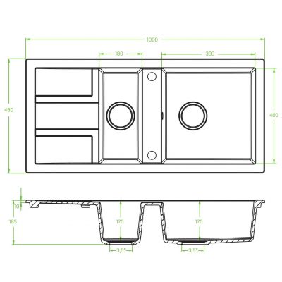 Zlewozmywak granitowy 100x48 cm SBB431T Laveo Barbados