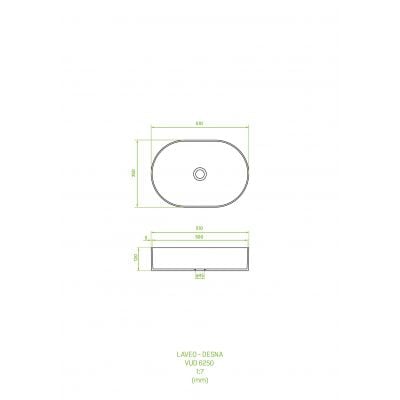 Umywalka 50x35 cm owalna nablatowa biała VUD6250 Laveo Desna
