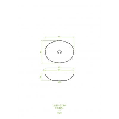 Umywalka 51x39 cm owalna nablatowa biała VUD6251 Laveo Desna