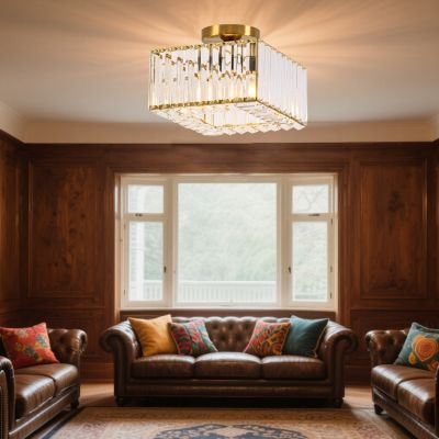 Lampa podsufitowa 1x15 W złota LP29101CGDsquare Light Prestige Vetro