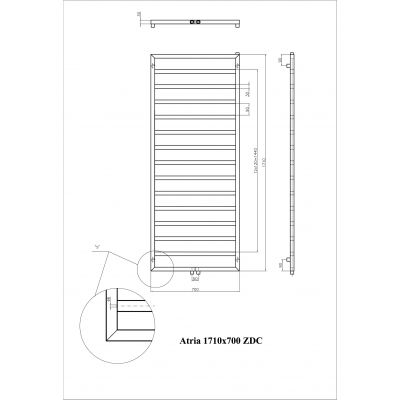 Grzejnik łazienkowy 70x171 cm ATR17107009003ZDC Luxrad Atria ZDC
