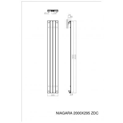 Grzejnik dekoracyjny 200x29.5 cm podłączenie dolne NIA20002957016ZDC Luxrad Niagara Pojedyncza