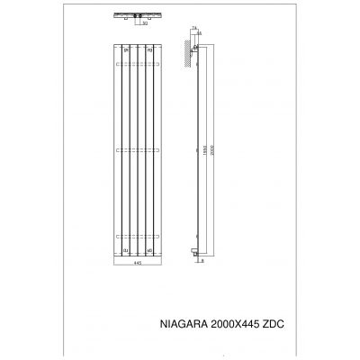 Grzejnik dekoracyjny 200x44.5 cm podłączenie dolne NIA20004457016ZDC Luxrad Niagara Pojedyncza