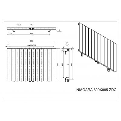 Grzejnik dekoracyjny 60x89.5 cm podłączenie dolne NIA6008959003ZDC Luxrad Niagara Pojedyncza