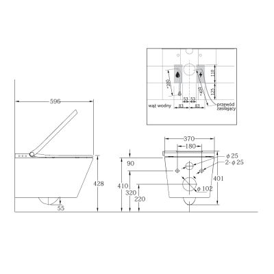 Toaleta myjąca wisząca bez kołnierza ze spłukiwaniem wirowym biała 4020FB Major&Maker Deluxe B