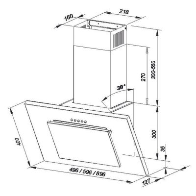 Okap przyścienny 89.6 cm czarny OVER90LEPCS3MCKSBEO Maan Vertical