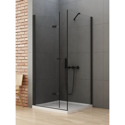Kabina prysznicowa 80x80 cm kwadratowa czarny mat/szkło przezroczyste D0234A/D0114B New Trendy New Soleo Black