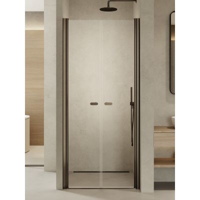 Drzwi prysznicowe 70 cm uchylne grafitowy szczotkowany/szkło przezroczyste D0532A New Trendy New Soleo Gunmetal Brushed