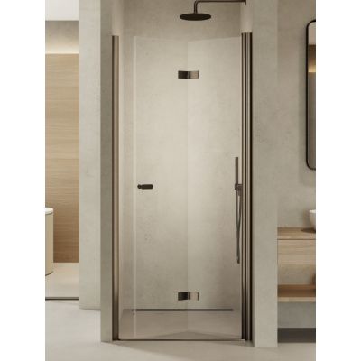 Drzwi prysznicowe 90 cm składane grafitowy szczotkowany/szkło przezroczyste D0543A New Trendy New Soleo Gunmetal Brushed