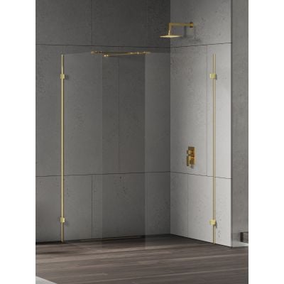 Kabina prysznicowa walk-in 130x80 cm prostokątna złoty połysk/szkło przezroczyste EXK4871 New Trendy Eventa Gold Shine
