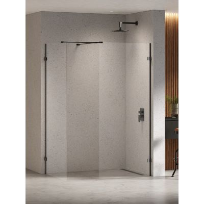 Kabina prysznicowa walk-in 130x100 cm czarny połysk/szkło przezroczyste EXK6348 New Trendy Eventa Black Chrome