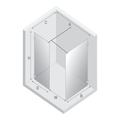 Kabina prysznicowa walk-in 130x100 cm czarny połysk/szkło przezroczyste EXK6348 New Trendy Eventa Black Chrome