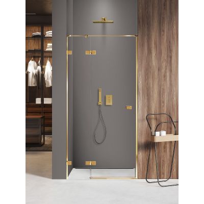 Drzwi prysznicowe 100 cm uchylne złoty połysk/szkło przezroczyste EXK6740 New Trendy Avexa Gold Shine XR