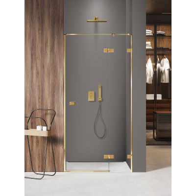Drzwi prysznicowe 110 cm uchylne złoty połysk/szkło przezroczyste EXK6743 New Trendy Avexa Gold Shine XR