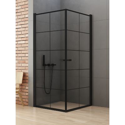 Kabina prysznicowa 90x90 cm kwadratowa czarny mat/szkło przezroczyste K0285A/D0285A_błędny New Trendy New Soleo Black