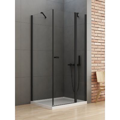 Kabina prysznicowa 110x80 cm prostokątna czarny mat/szkło przezroczyste K0547 New Trendy New Soleo Black