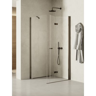 Kabina prysznicowa 100x100 cm kwadratowa grafitowy szczotkowany/szkło przezroczyste K2238 New Trendy New Soleo Gunmetal Brushed