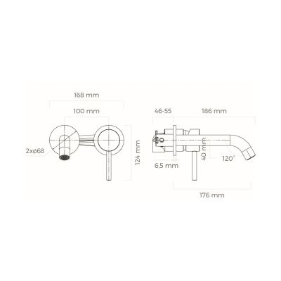 Bateria umywalkowa podtynkowa grafit 32600400 Oltens Molle