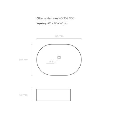 Umywalka 47.5x34 cm owalna nablatowa biała 40309000 Oltens Hamnes