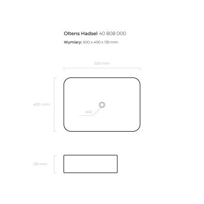 Umywalka 50x40 cm prostokątna nablatowa biała 40808000 Oltens Hadsel