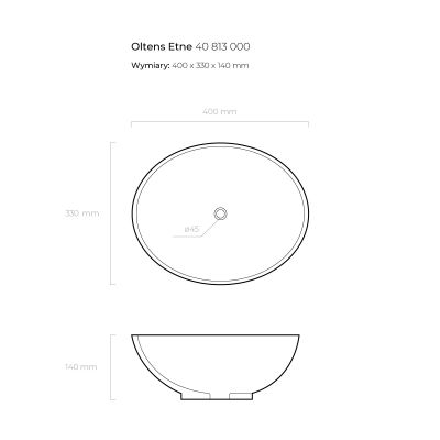 Umywalka 40x33 cm owalna nablatowa biała 40813000 Oltens Etne