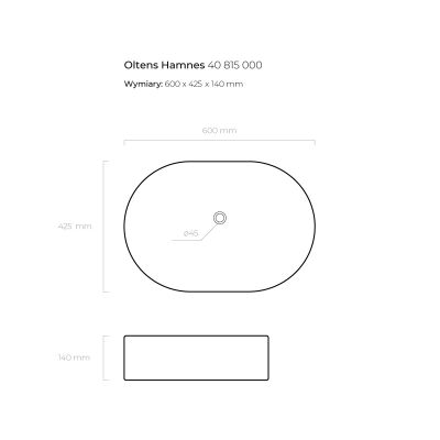 Umywalka 60x42.5 cm owalna nablatowa biała 40815000 Oltens Hamnes