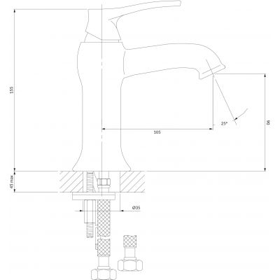 Bateria umywalkowa stojąca chrom AD5110CR Omnires Art Deco